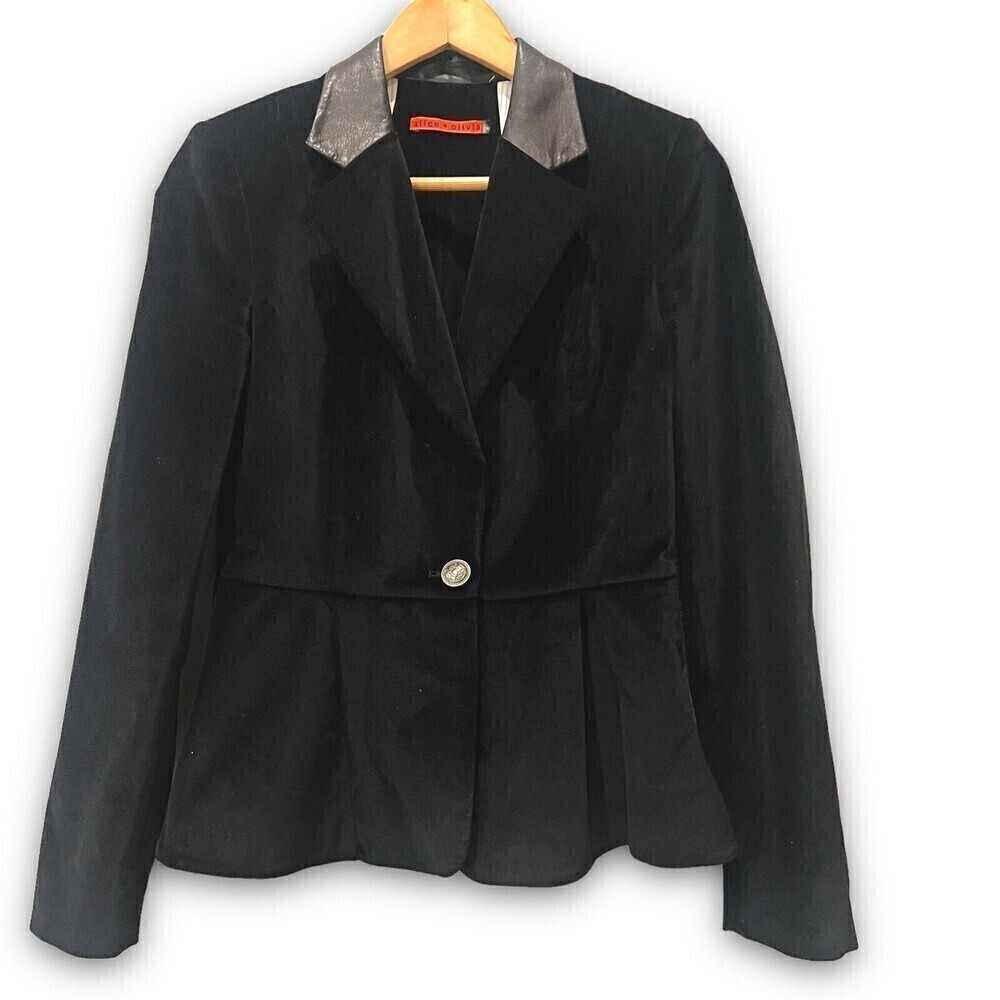 Alice + Olivia Black Blazer with Silver Collar